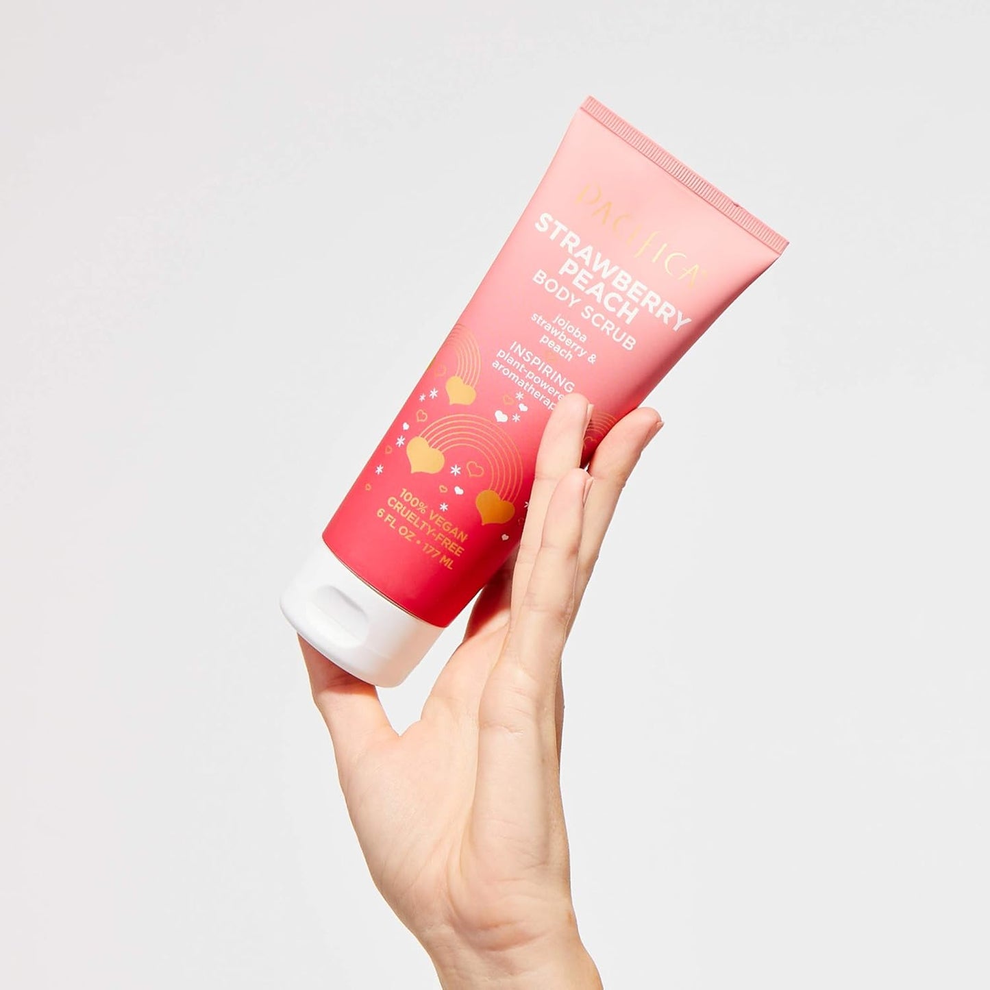 Pacifica Strawberry Peach Body Scrub, Gently Exfoliates & Polishes Dead Skin, For All Skin Types, Ven & Cruelty-Free, 6 Fl Oz
