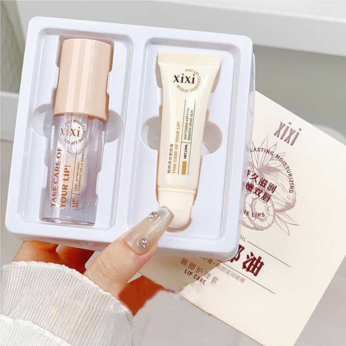 Lip Care Lip Scrub And Moisturizing Gel Set Sleeping Exfoliating Natural plant Oil Korean Therapy For Fuller Plumper