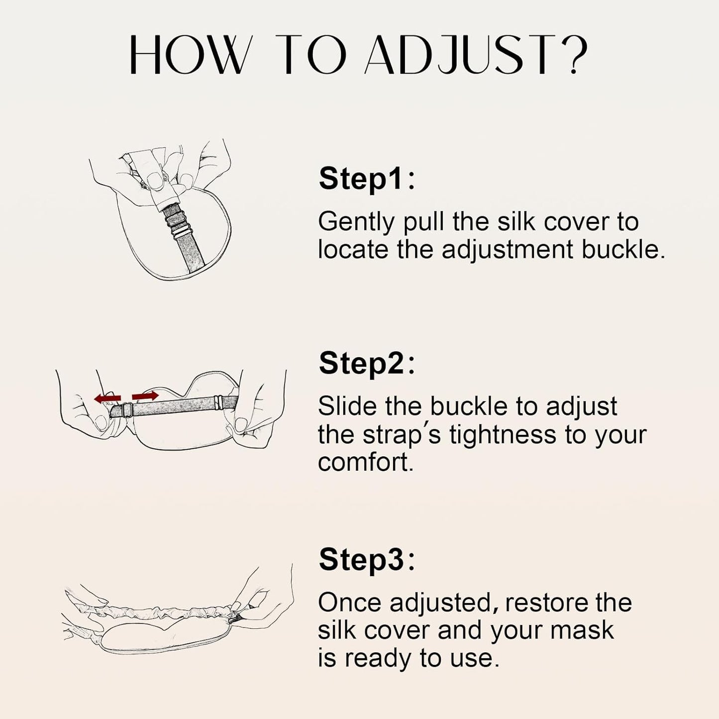 ZIMASILK Adjustable 100% 22 Momme Mulberry Silk Sleep Mask for Sleeping, Filled with Premium Mulberry Silk, Softest & Breathable Eye Sleeping Mask (Beige)