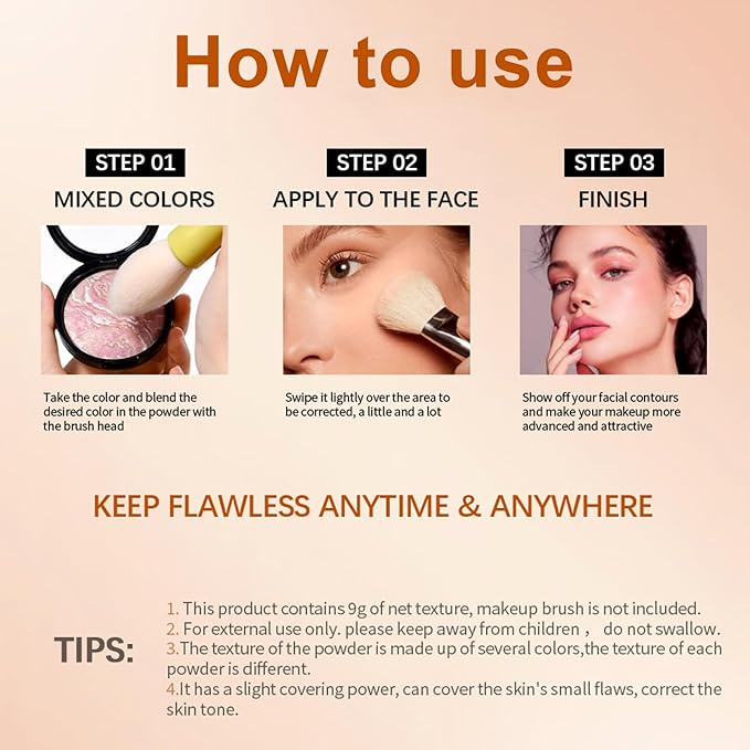 Baked Powder Foundation Makeup, Brighten Color Correcting Foundation Make up, Foundation for Mature Skin, Face Powder for Women, Full Coverage, Natural Finish & Easy to Use #01