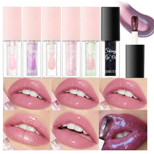 6PCS Color Changing Lip Oil Light Lipgloss Set, Moisturizing Hydrating Lip Glow Oil Lip Gloss Kit High Shine Lip Plumping Glass Finish Lip Gloss Liquid Lipstick for Women (Set D)