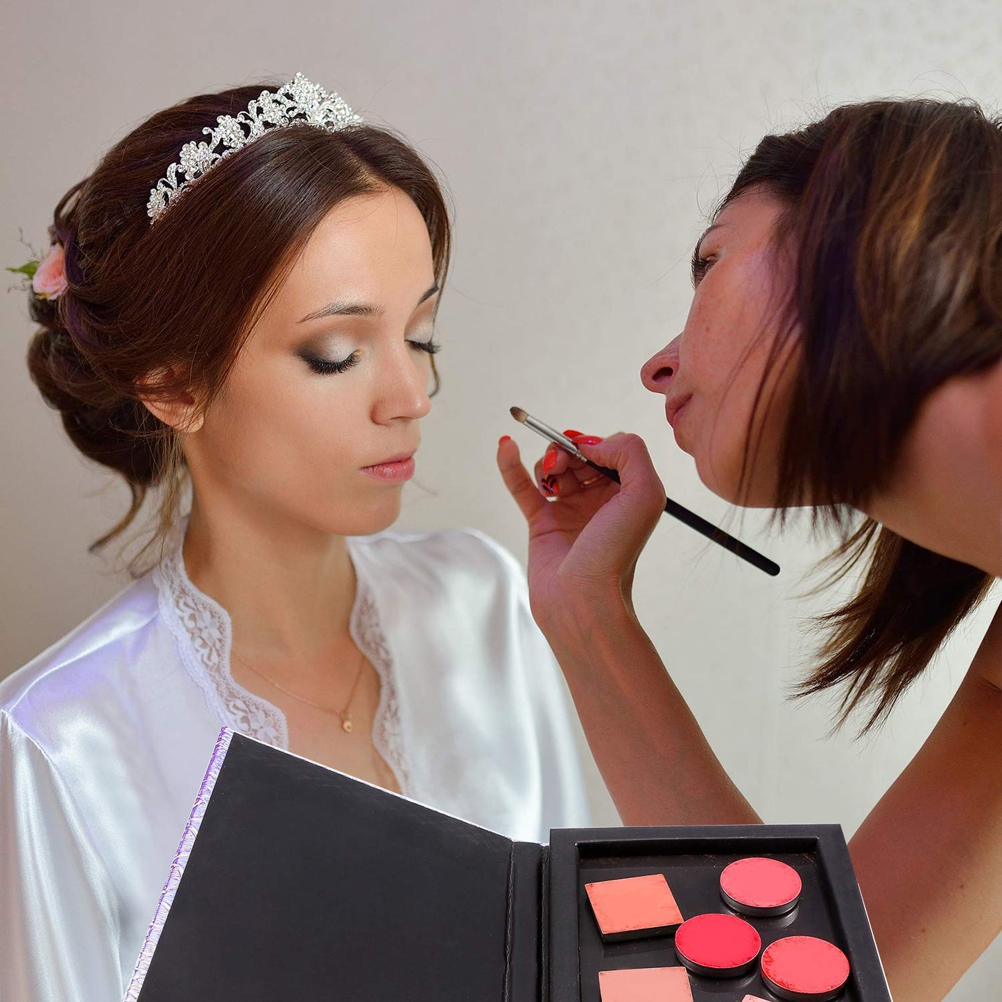 Sumind Empty Makeup Eyeshadow Palette Set 1 Magnetic Empty Palette with 1 Depotting Spatula and 30 Pieces Adhesive Empty Palette Metal Stickers Empty Palette Kit for Makeups (Rectangle)