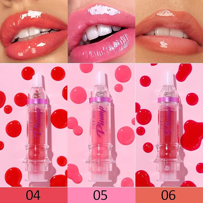 Natural Spicy Lip Plumping Booster Lip Plumping Oil, Lip Plumper Gloss, Ultra-Hydrating & Nourishing Plump and Pout Lip Plumper, Glossy Finish Fuller Lip Plumping Lip Gloss for Women Girls(3PC)