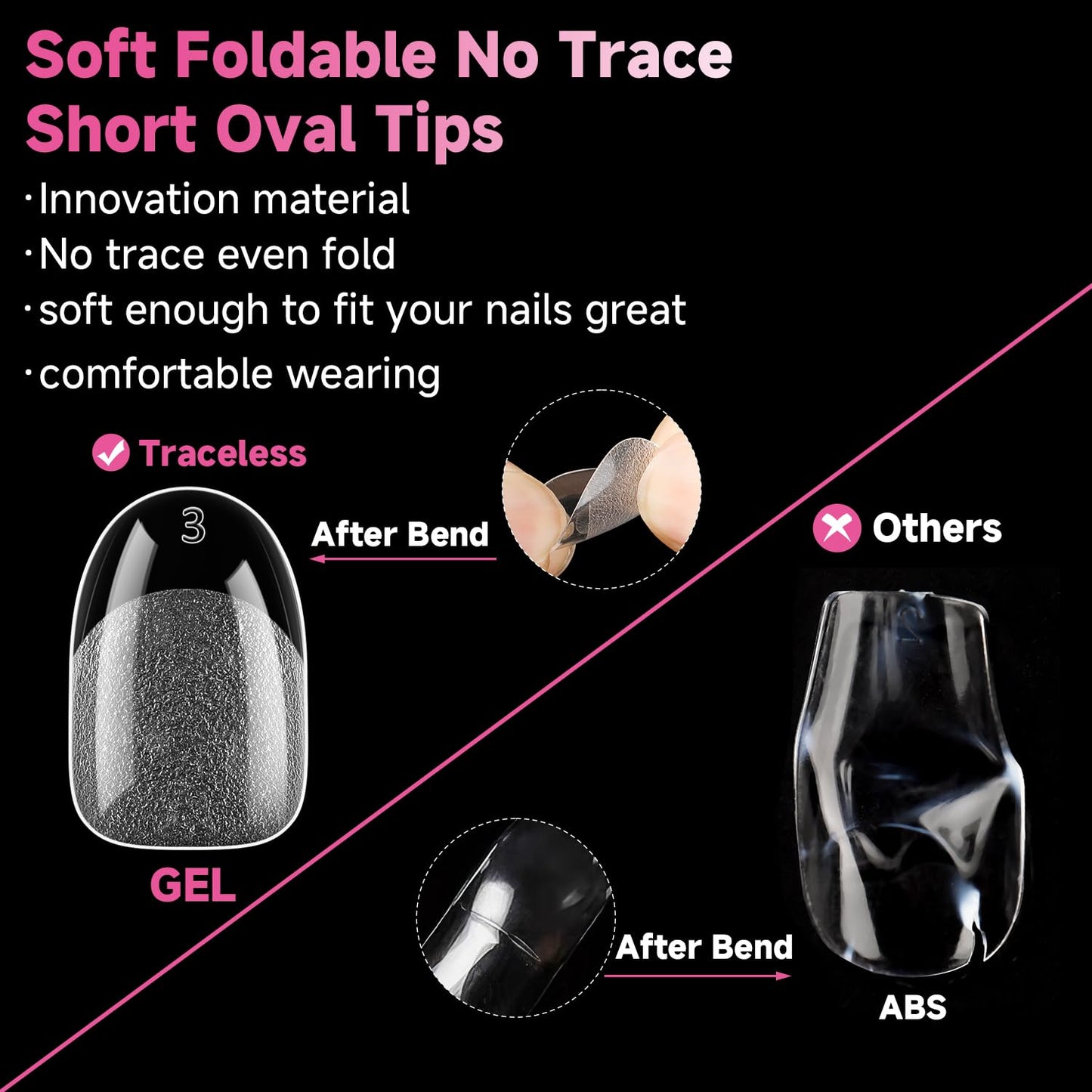 UNA GELLA Short Oval Round Nail Tips, Soft Gel Pre-shaped Half Matte Short Oval Gel Nail Tips Full Cover Acrylic Press on Fake Nails for Nail Extension Art DIY Nail Salon 216Pcs 12 Sizes