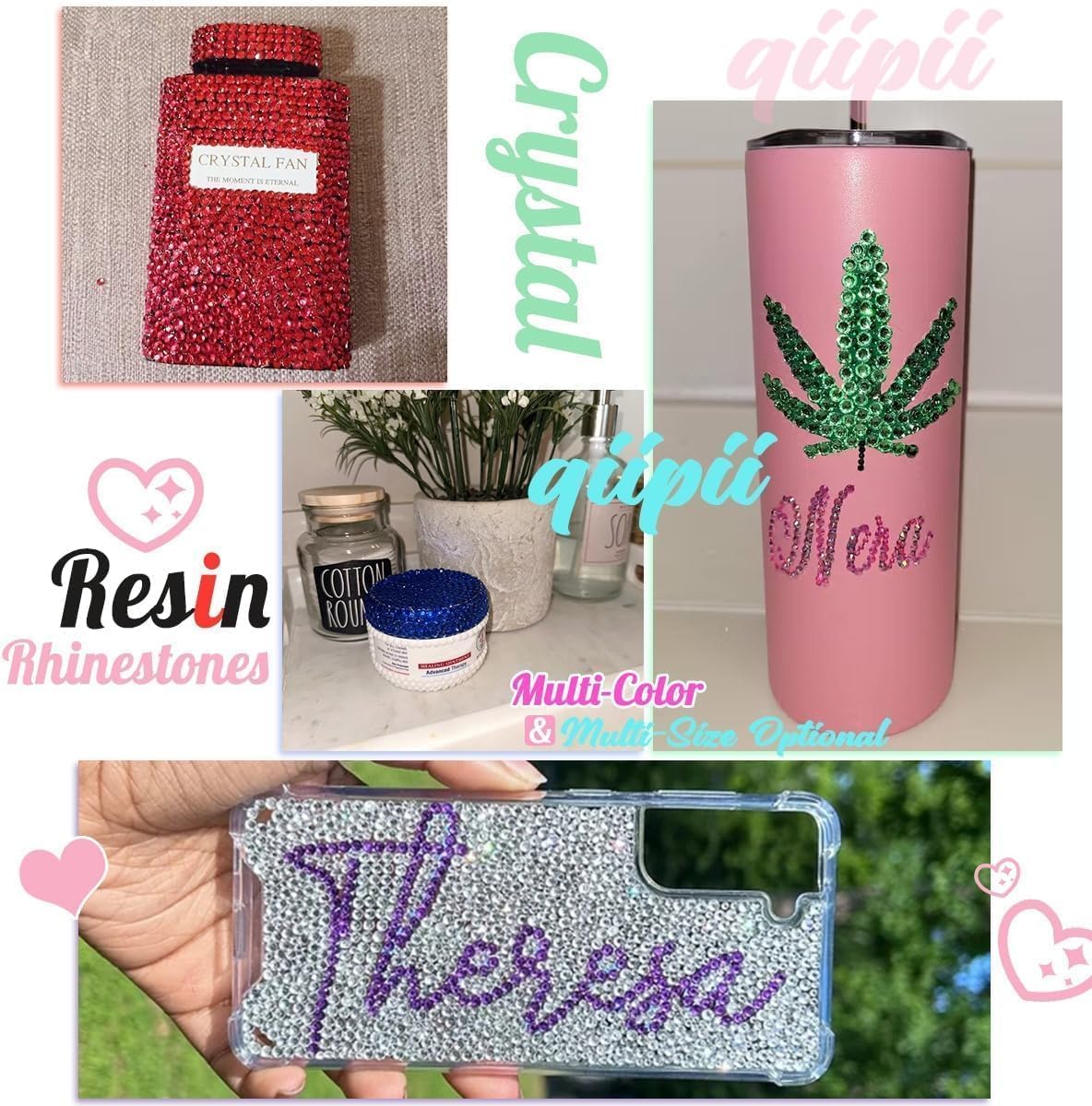 Rose Red Crystal Resin Rhinestones for Crafting 3mm 4mm 5mm Dark Hot Pink Flatback Stones Non-Hotfix Diamonds Crystals Gems for Nails Face Eyes Makeup Tumblers Bottles DIY Crafts Clothes Shoes