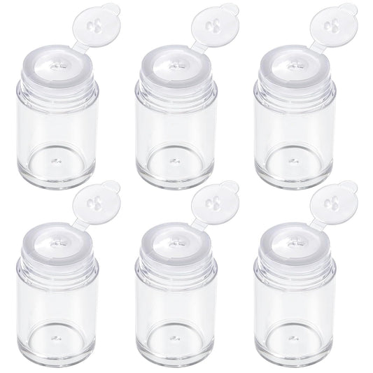 RAYNAG 6 Pieces Mini Empty Loose Powder Bottle, Travel Size Glitter Containers Eye Shadow Powder Shaker Bottle with Sifter and Lids (3 hole)