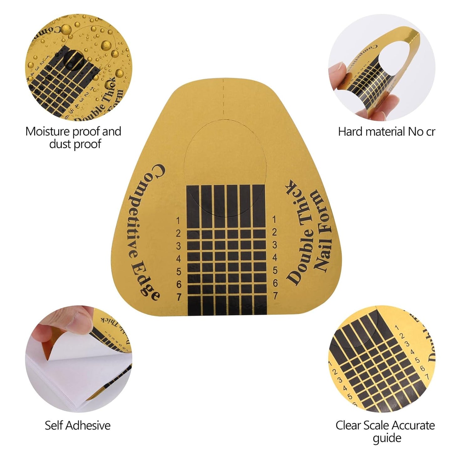 400 Pcs Nail Forms for Acrylic, Gold Horseshoe Nail Extension Stickers for Builder Gel and Poly Gel - Nail Art for Home, Salon