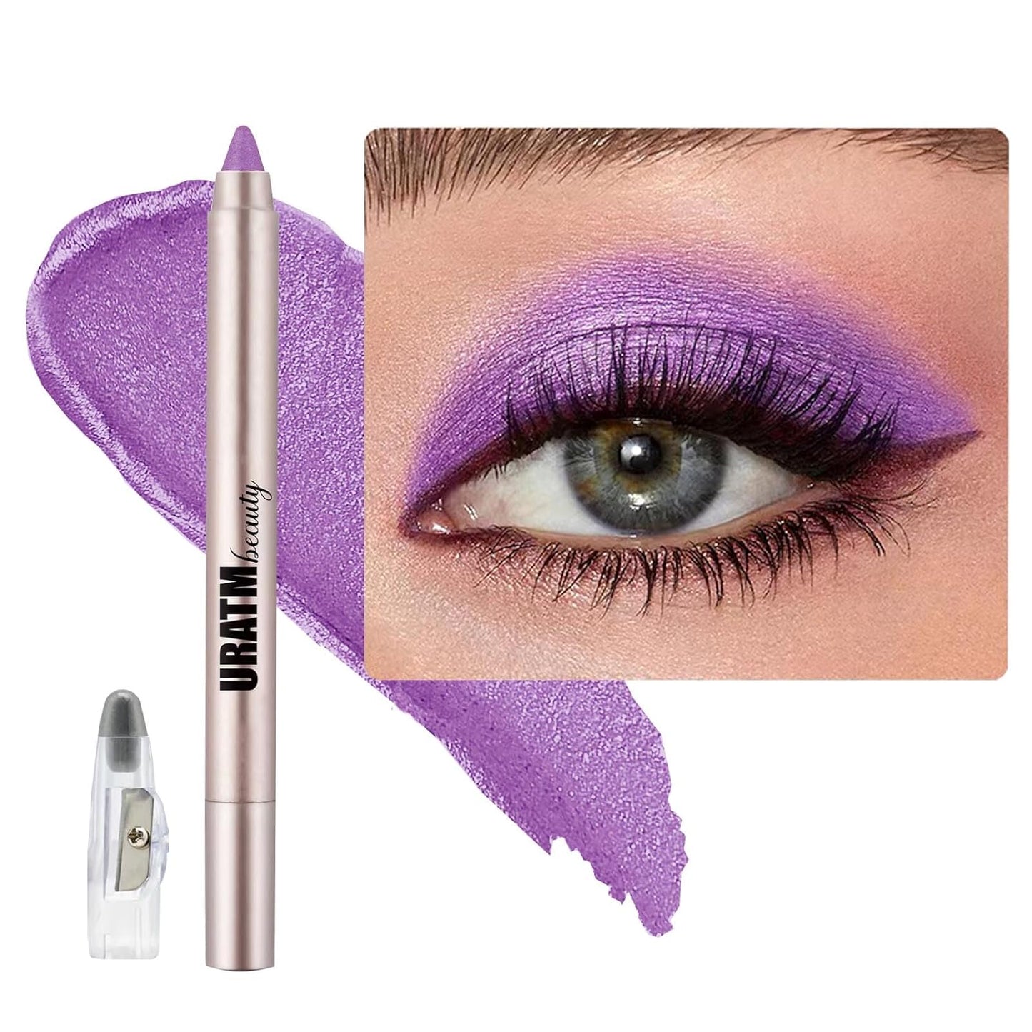 Purple Violet Eyeshadow Stick, Blendable Creamy eye shadow Eye Brightener Stick, Waterproof Eyeshadow Pencil Long Lasting , Smooth Shimmer Eye Shadow Highlighter Eye Liner Makeup.#B06 violet shimmer