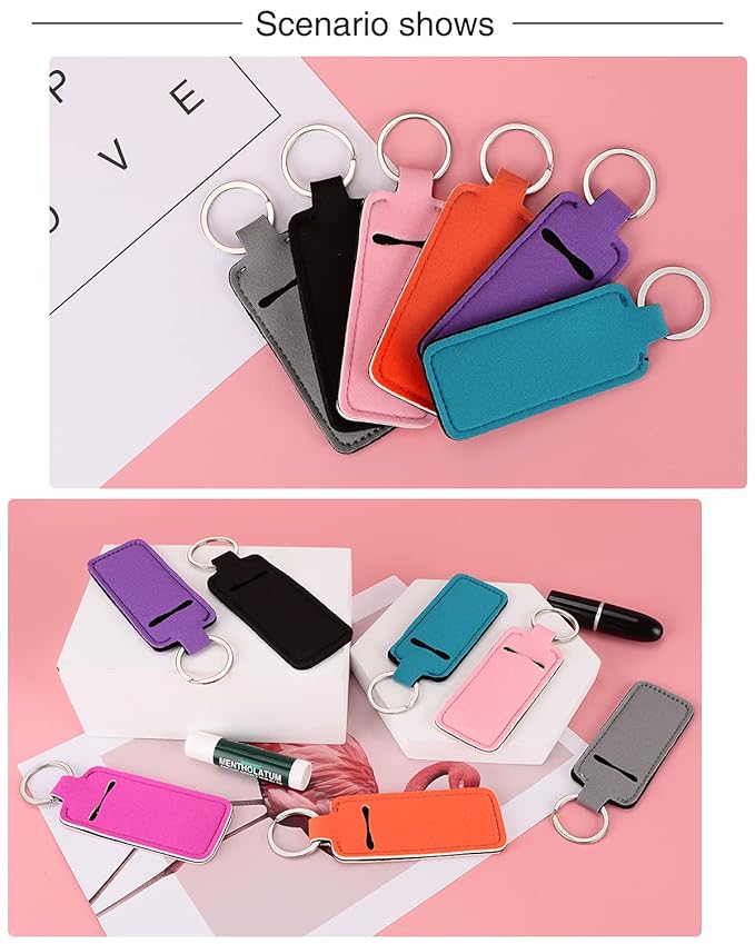 Chapstick Holder Lip Balm Sleeve Pouch Chapstick Holder With Clip Lipstick Lip Gloss Holder Stocking Stuffers Gift for Women (7pcs)