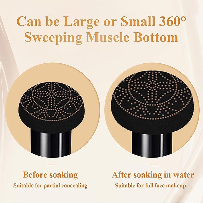 Mushroom Head Air Cushion CC Cream Foundation - Moisturizing & Long-Lasting BB Cream Concealer Makeup Base for All Skin Types, Brighten Long - Lasting Even Color Correcting Concealer (Deep)
