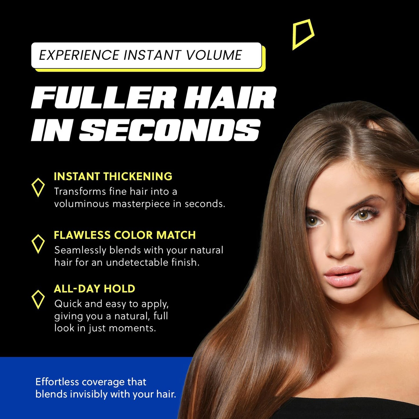 PrimeLook Hair Building Fibers, Luxurious Building Fibers for Thinning Hair, Superior Formula for Men & Women, Instant Volume, Matches Colors (27.5g, Black)