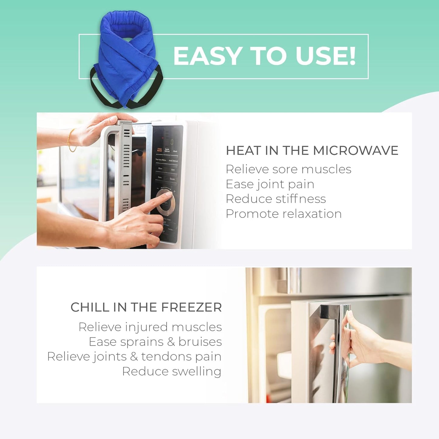 Microwavable Heating Pads for Lower Back, Neck, and Shoulder Pain Relief - Moist Microwave Heating Pad for Muscles and Joints - Microwave Hot Pack Heat Pad for Cramps -3 Heat Pack Blue