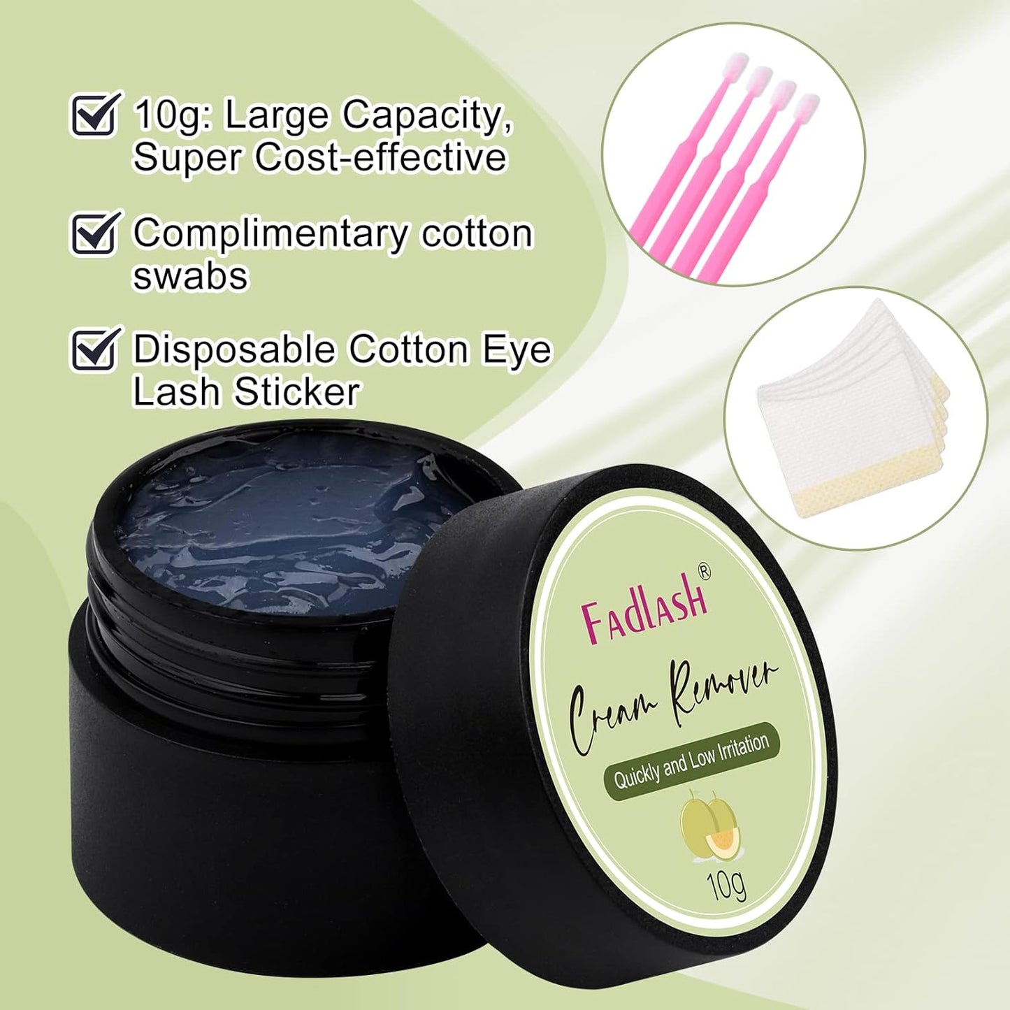 Eyelash Extension Remover 10g Cream Lash Extension Remover Dissolves Powerful Eyelash Glue Remover Low Irritation eyelash remover for lash extensions Lash Glue Remover for Sensitive Skin(Hami Melon)