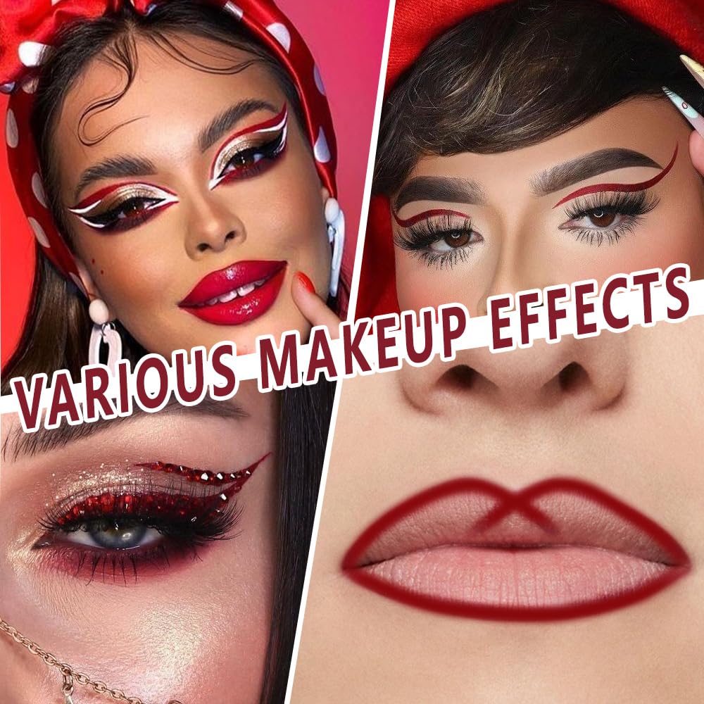 evpct Peach Red Eyeliner Pencils for Eyes, Peach Red Colored Eye Liner Pencil Makeup Waterproof Smudge Proof, Colored Gel Waterline Eyeliner Liquid, Face Eye Paint Stick Lipstick Halloween Makeup 03