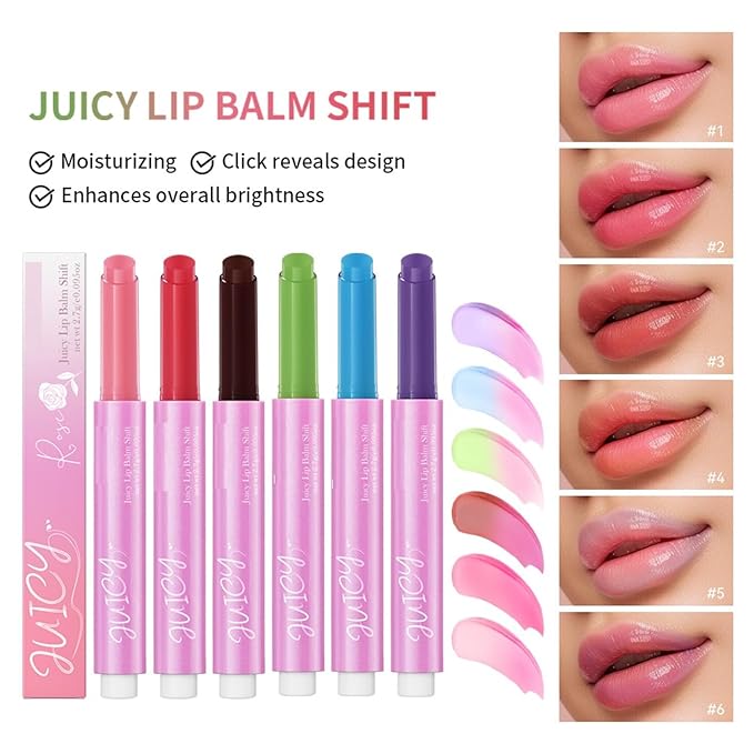 MAEPEOR Tinted Lip Balm 6 Colors Moisturizing Lip Balm Hydrating Changing Lip Gloss for Lip Care and Dry Lip (03 Honeysuckle)