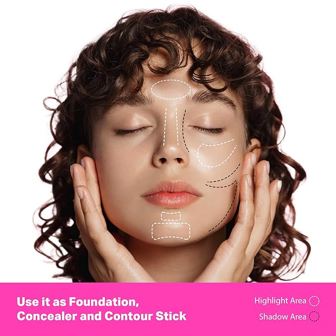 Ruby Kisses Natural Full Coverage 3-In-1 Stick Foundation. Easy to Apply, Hydrating, Lightweight, Long Lasting, Concealer and Contour Stick for Face Makeup (Golden Beige)