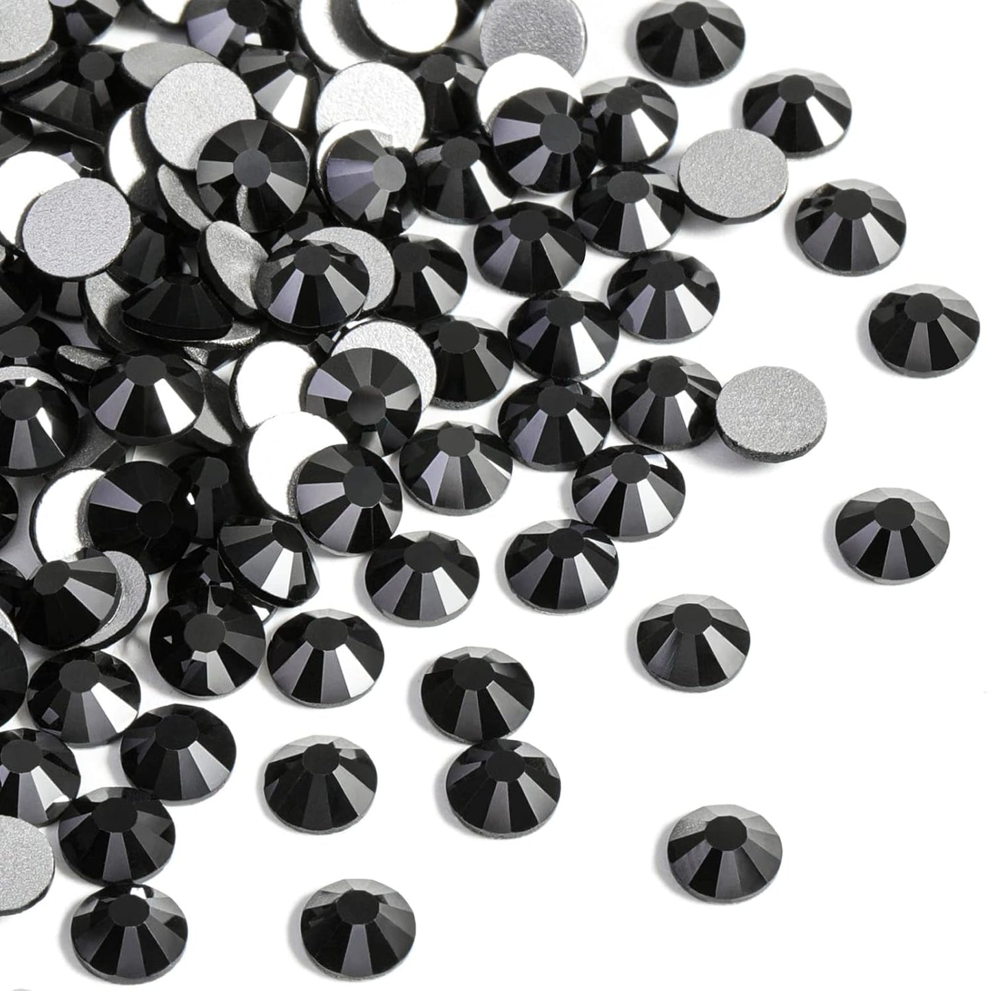 Beadsland 1440pcs Flat Back Crystal Rhinestones Round Gems for Nail Art and Craft Glue Fix, Jet Hematite,SS10,2.7-2.9mm