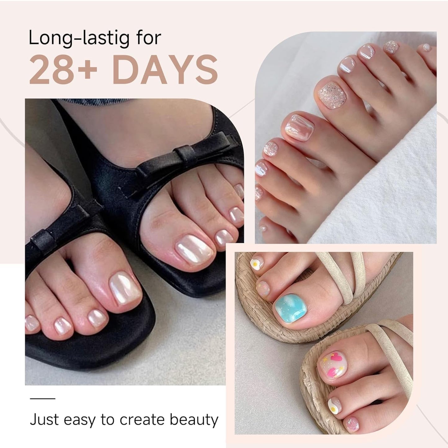 UNA GELLA Toe Nail Tips 504Pcs - Full Cover Matte Squavol Toe Nails Soft Gel Pre-file Gel Toe Nail Tips For Toe Nail Extensions Home DIY Nail Salon Soak Off 15 Sizes