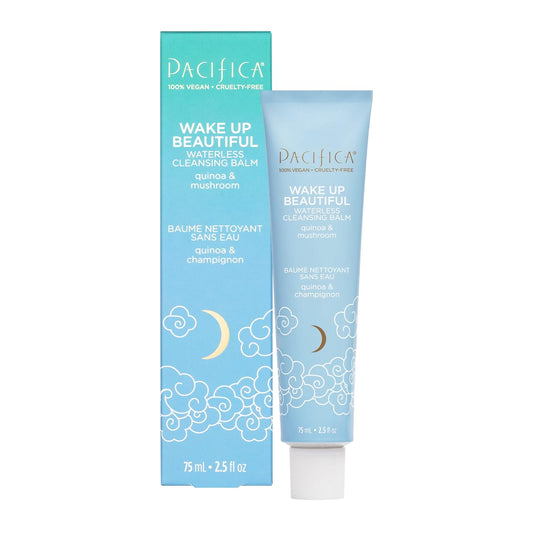 Pacifica Wake Up Beautiful Cleansing Balm & Makeup Remover - 2-in-1 Waterless Face Cleanser for Dry & Sensitive Skin, Hydrating No-Rinse Balm Dissolves Stubborn Makeup, 2.5oz