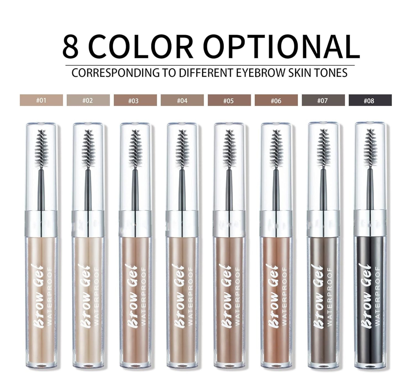 MAEPEOR Waterproof Eyebrow Gel 8 Colors Full-pigmented Long Lasting Liquid Brow Gel for Fuller & Defined Looking (#01 Warm Blonde）