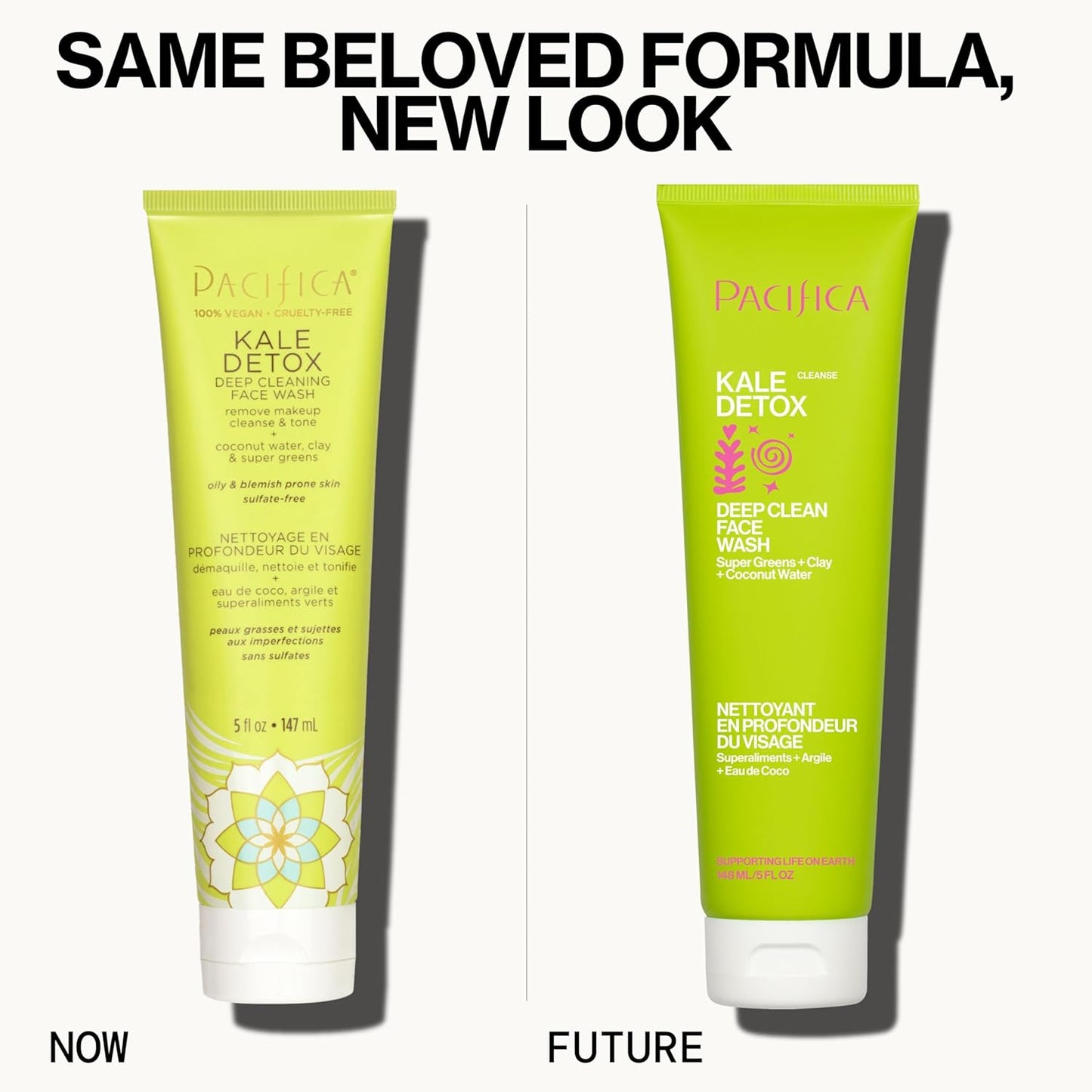 Pacifica Kale Detox Face Wash for Oily & Acne-Prone Skin, Deep Cleansing Facial Cleanser & Makeup Remover with Super Greens Kale, Seaweed & Clay, 5 fl oz –Clean Beauty, Vegan & Cruelty-Free