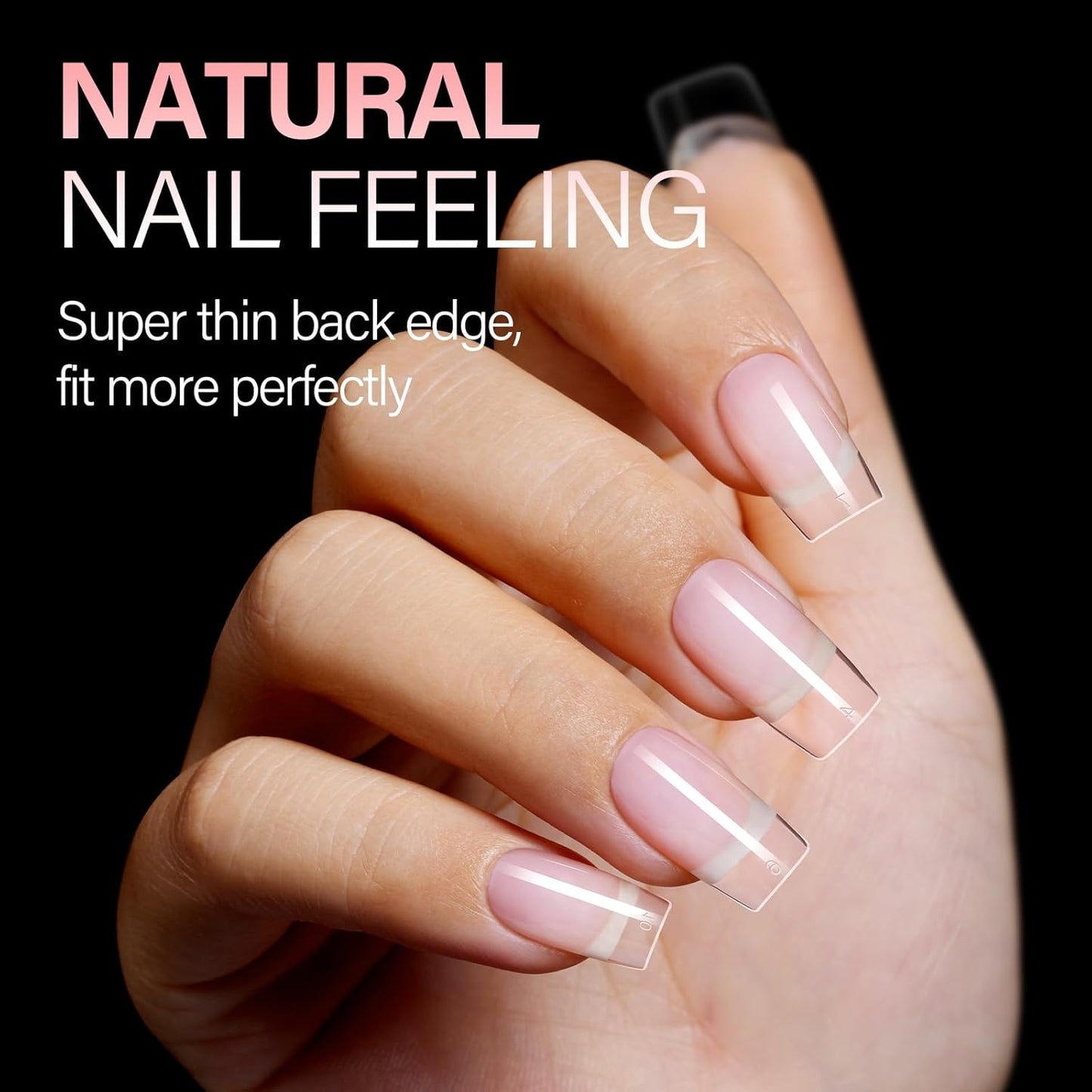 AILLSA Medium Square Fake Nail Tips 240Pcs Square Press on Nails Pre-Shaped Gelly Nail Tips, Half Matte Full Cover Clear Acrylic Gel Kit for Nail Extension Salon DIY at Home 8 Sizes False Tips