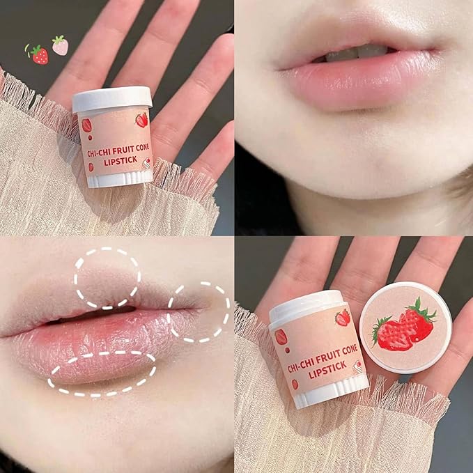 Lip Balm Cute, 3pcs Cute Ice Cream Shape Moisturizing Fragrance Wrinkle Removal Lip Care Cream for Chapped Lips Daily Use