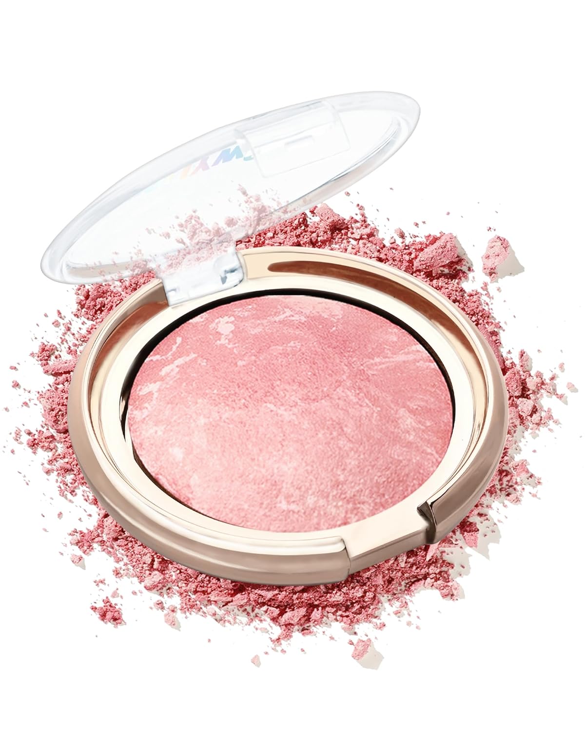 Baked Blush, Lighting Glow Marbleized Blush Powder Palette, Cruelty-Free Powder Blusher, Eyeshadow & Highlight for a Lightweight Shimmery Satin Face Makeup, Gift for Women (0.49Ounce)-01#Peachy
