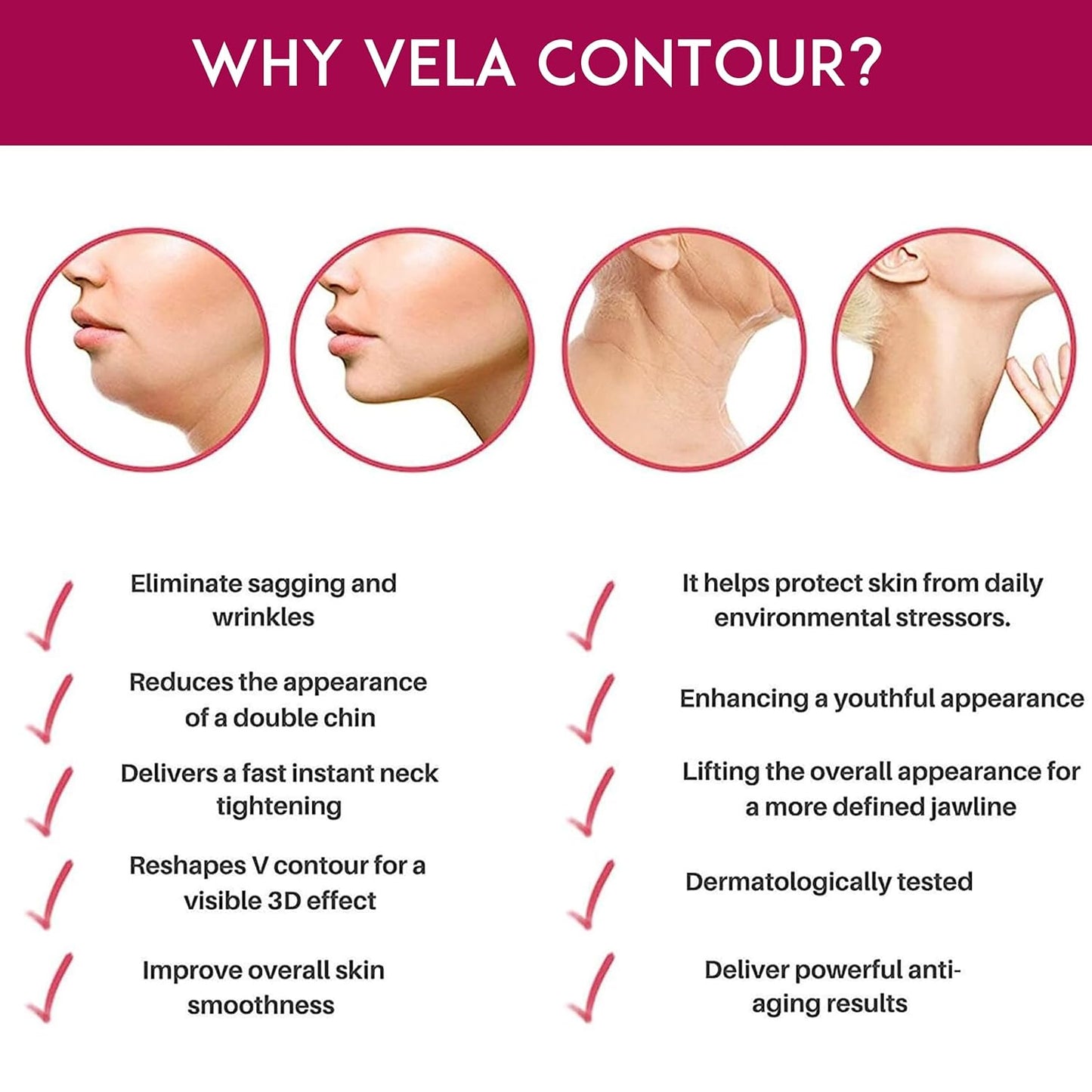 Facial Mask - Works for V-line Neck Chin Jawline - Fine Lines - Neck Wrinkles - Sagging Skin - for Women and Men - 5 Face Masks