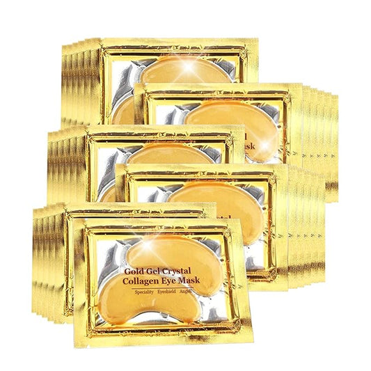 Jakuva 29PCS Gold Gel Crystal Collagen Eye Mask Under Eye Patches For Puffy Eyes and Dark Circles, Hydrating & Anti Aging,24k Gold Eye Mask Eye Patches for Moisturizing