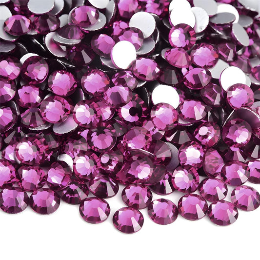 Flatback Rhinestones Round Gems for Nails Art and Crafts 1250Pcs SS20 5mm Glitter Crystals Stone DIY Bags Clothes Shoes (Grape Purple)