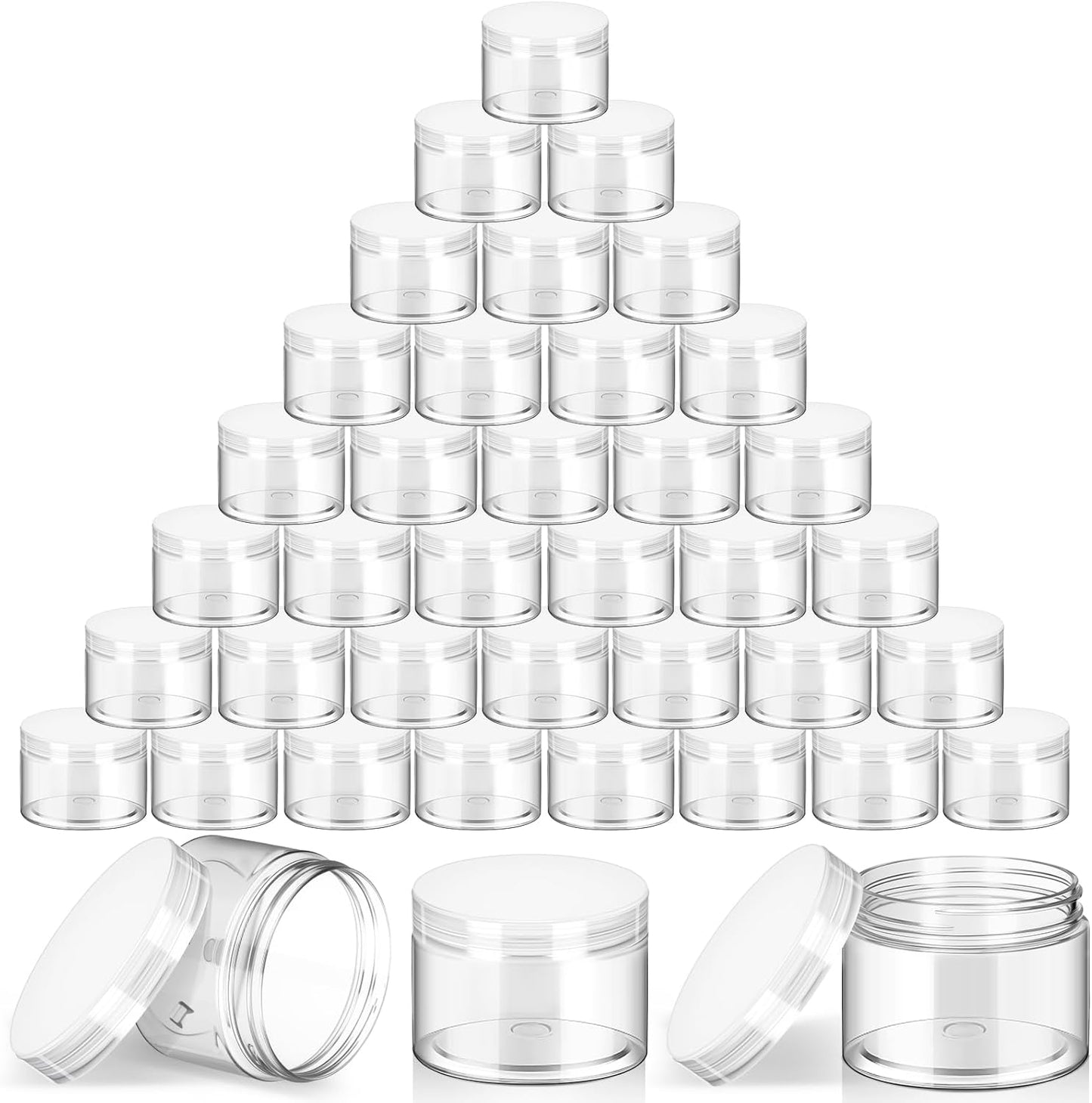 SATINIOR 36 Pieces 4 oz Plastic Jars with Lids Wide Mouth Airtight Reusable Container Acrylic Cosmetic Small Jars for Lotions Ointments Travel Toiletries Creams Make up Storage(Clear)