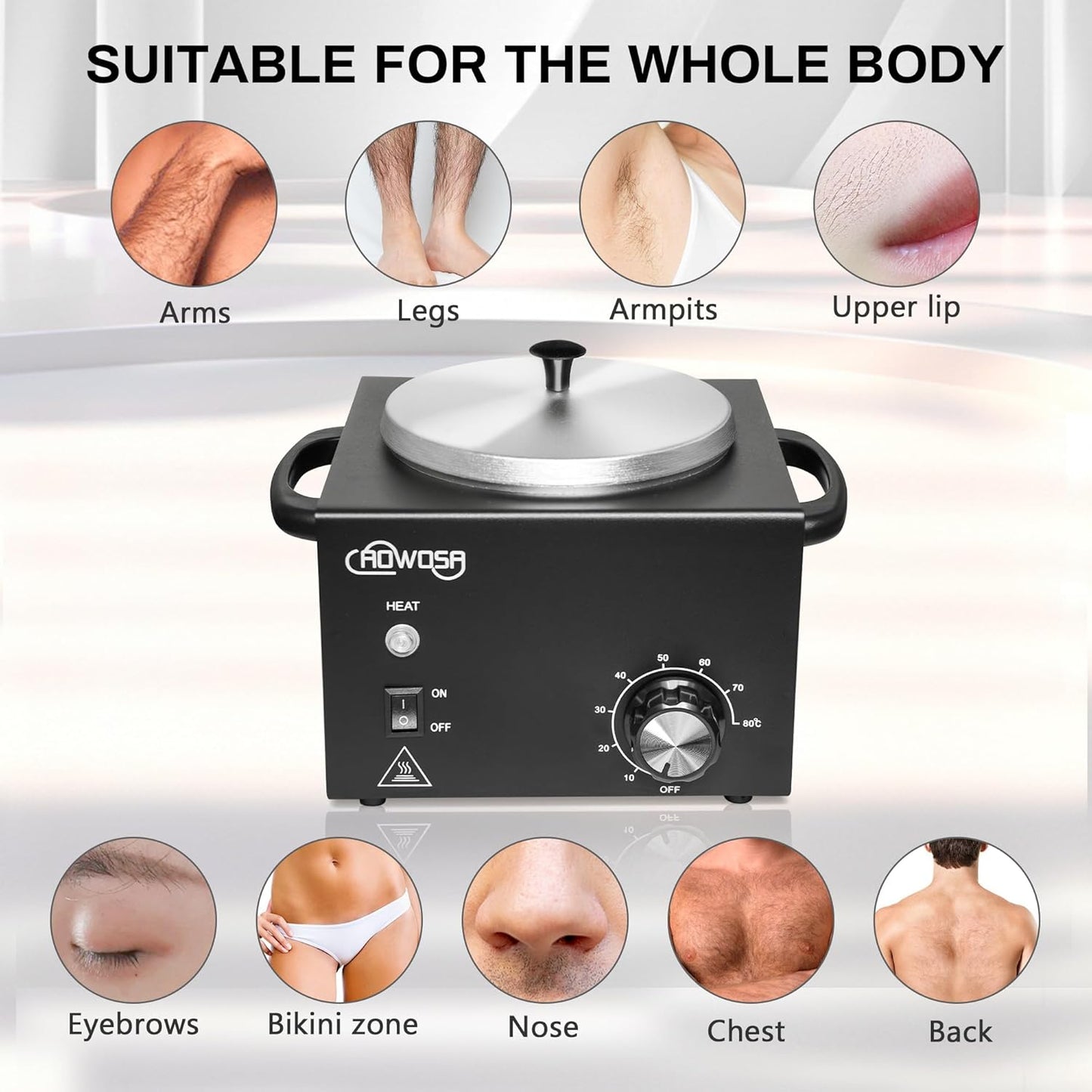 Professional Waxing Kit Wax Warmer Single Pot Wax Heater Machine for Hair Removal, Large Waxing Pot with Non-Stick Easy Clean Pot, 50 Sticks & 20 Collar, for Spa Salon Beauty Esthetician Home (Black)