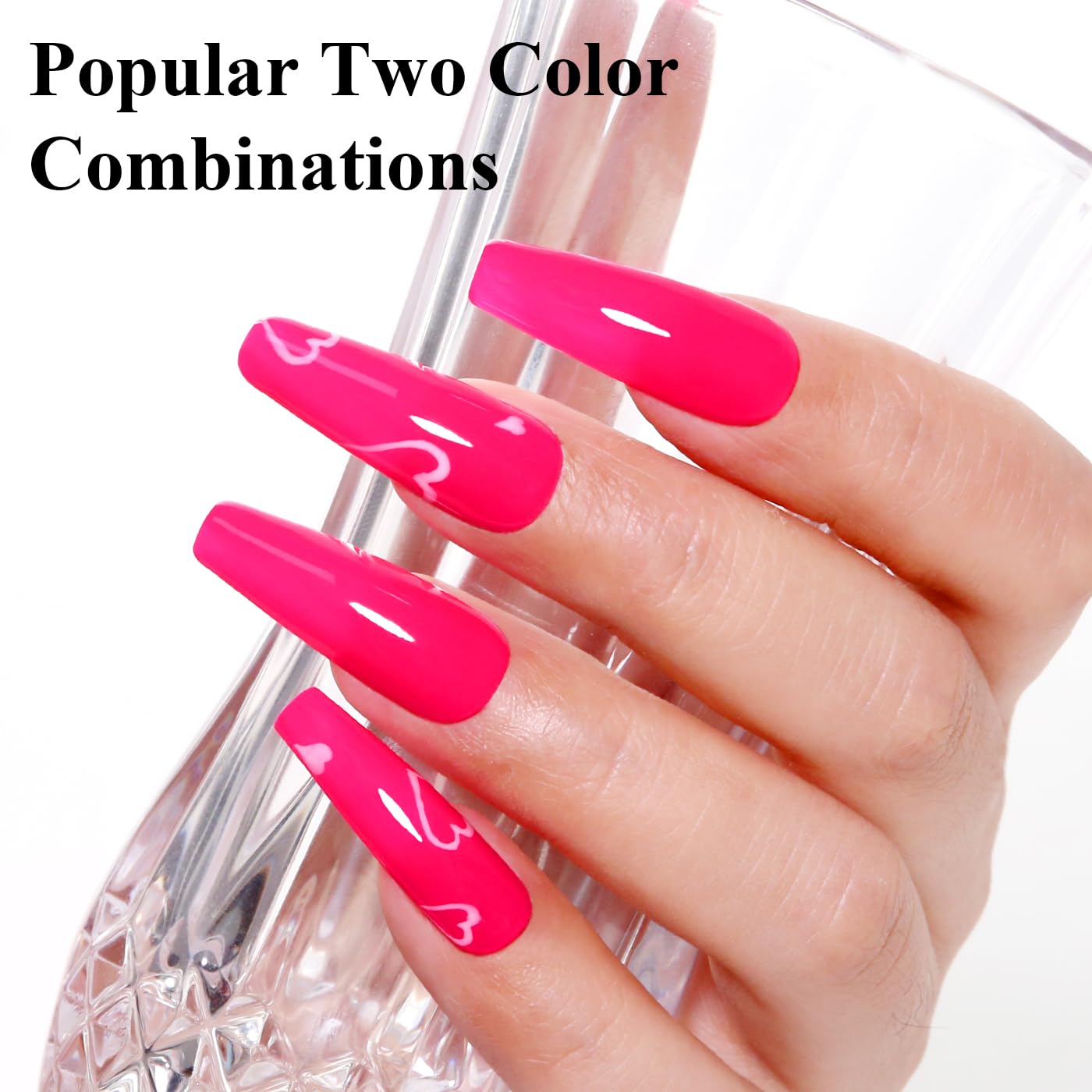 Imtiti Gel Nail Polish Kit, 2 Pcs 10ml Hot Pink & Macaron Pink Colors Gel Polish Soak Off UV LED Spring Summer Pink Gel Polish Nail Art Manicure Salon DIY Design Gel Nail Kit