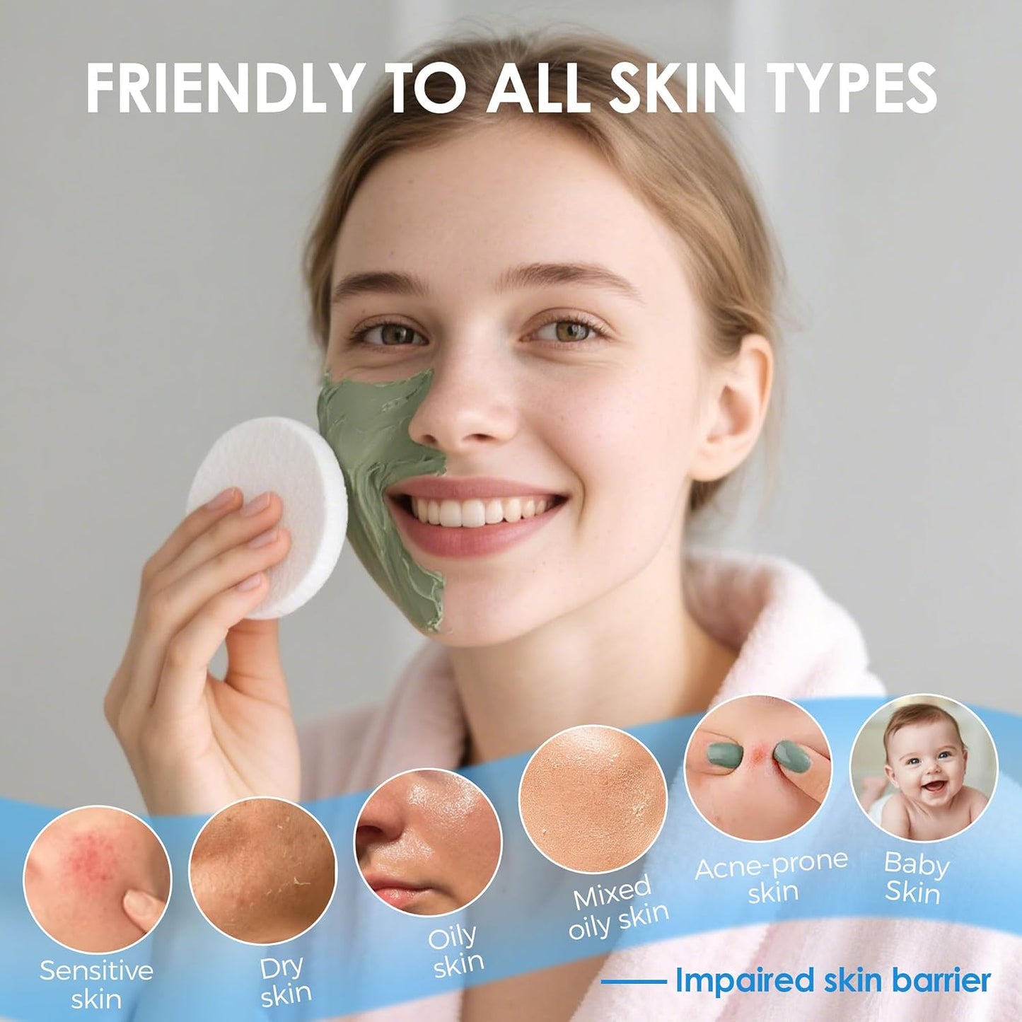 60-Count Compressed Face Sponges for Cleansing, Reusable White Natural Cellulose Travel Essentials Facial Sponge, Women Washing Face Pads for Make Up Remover, Exfoliating, Spa, Skin Care