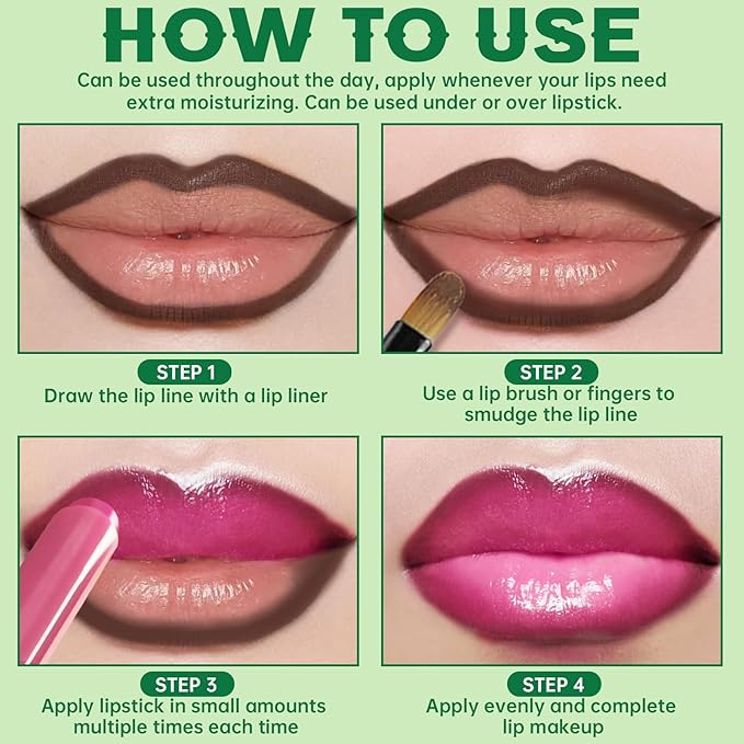 2 in 1 Solid Click Lip Gloss Pen With Brown Lip Liner Set Moisturizing Long Lasting Light Pink High Glossy Jelly Tinted Lip Balm Juicy Buildable Lip Plumper Makeup for Women