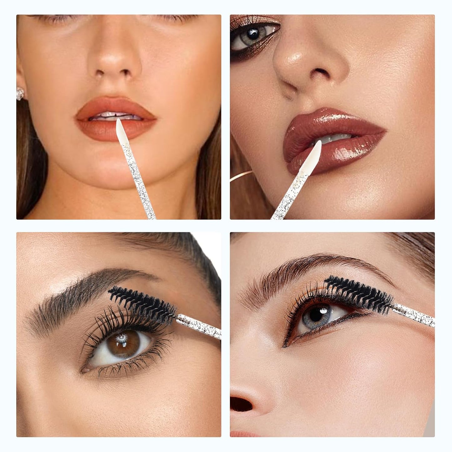 48 Pieces Disposable Mascara Wands Set,Include 24 pcs Disposable Crystal Lash Spoolies Brush and 24 Pieces Reusable Diamond keychain Empty Eyelash Brush Tubes for Women Girls Makeup Brush Kit