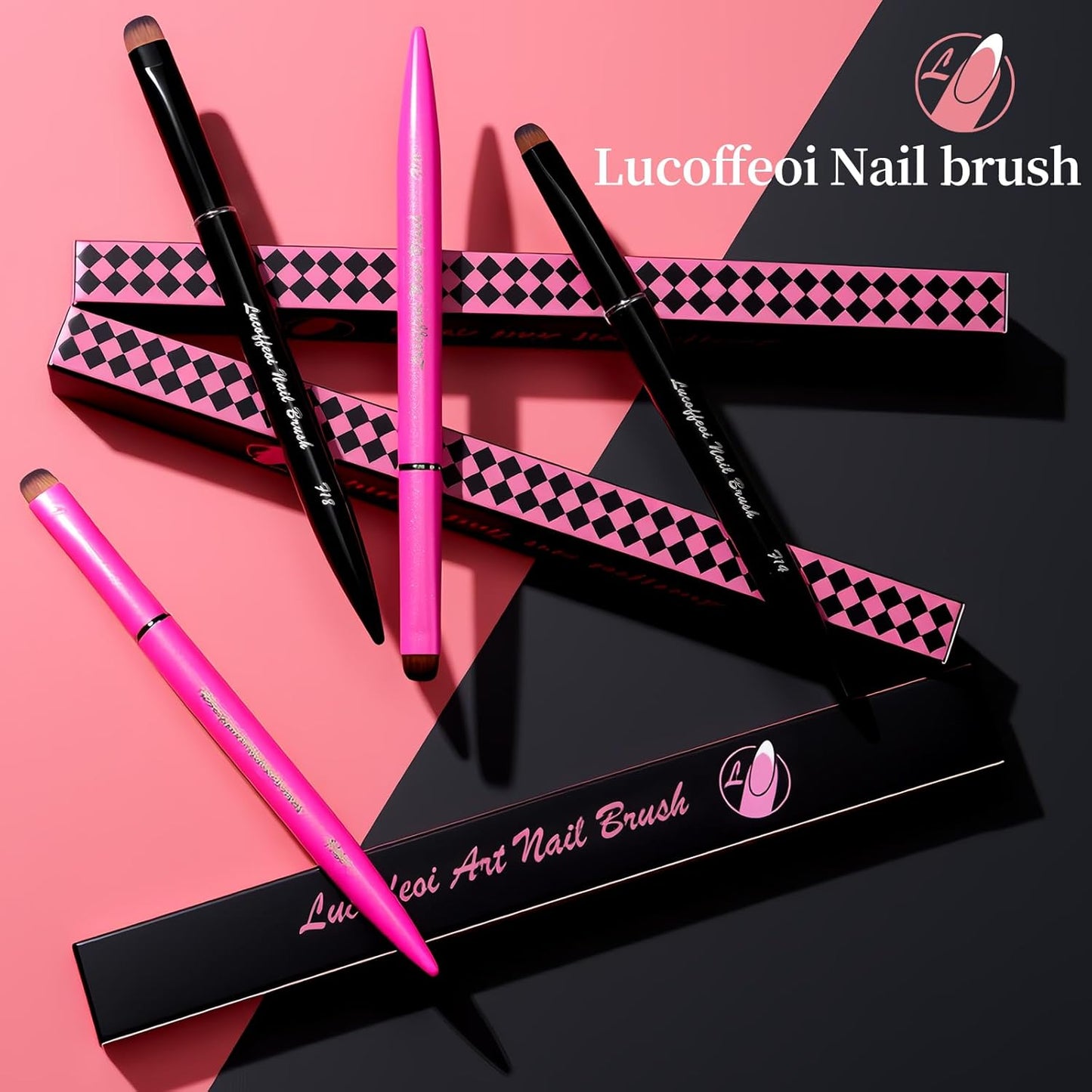 Nail Brush for French Tip, Nail Cleaning Brush for Gel & Acrylic - Professional Kolinsky Sable French Manicure Brush, Thin Nail Art Brush for Precise Clean Up & Polygel Application (Pink, F16)