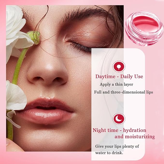 Bee Lip Balm Honey Pot, 2 PCS Honey & Strawberry Lip Sleeping Mask Hydrating Propolis Lip Balm with Stick, Prevention Dry and Cracked Lip Scrubs Reduces Lip Wrink (Honey+Strawberry)