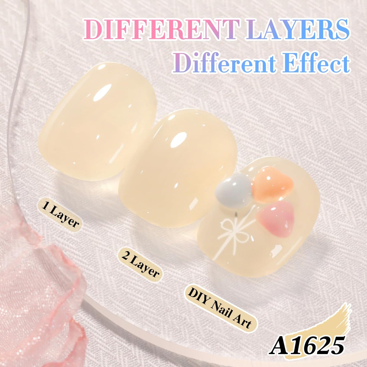 Double Rhythm 0.50 OZ Translucent Gel Polish Same Color Same Bottle Sheer Pastel Neutral Natural Milky 15 ML Jelly UV Nail Art DIY at Home (Yellow-A1625)