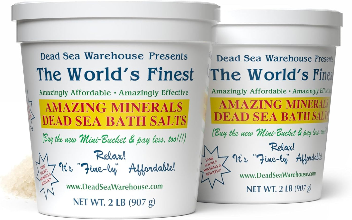 Dead Sea Warehouse - Dead Sea Salts for Soaking - 100% Dead Sea Mineral Bath Salts - Great for Soothing Muscles Aches, Relaxation, Alleviate Skin Issues - Unscented - 2 lbs - 2 Pack