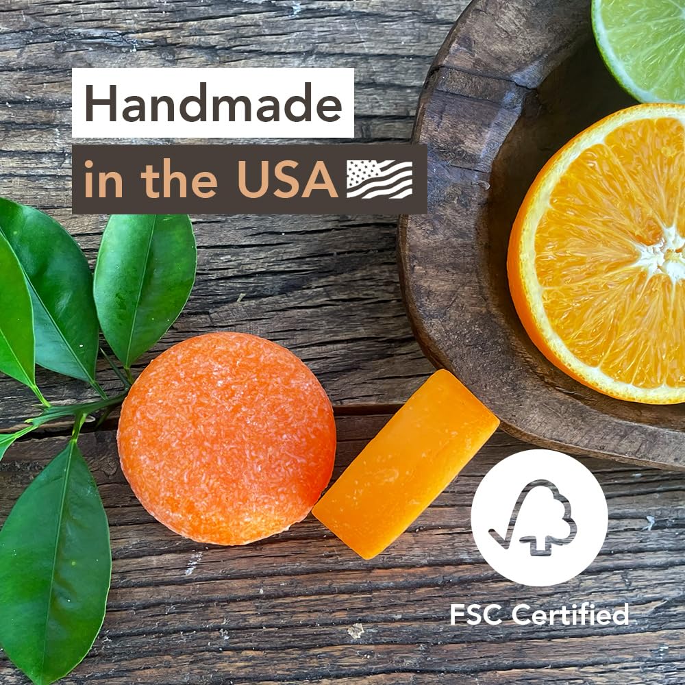 Wave Fresh Citrus Shampoo Bar - Moisturizing & Handmade Vegan Bar for Shiny Hair, Natural, Organic & Non-GMO Shampoo for Women & Men, 2.3 oz, Long-Lasting (80-120 Uses)