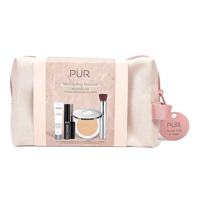 PÜR Beauty Multitasking Essentials Best Sellers Kit, Everyday Look Deluxe Kit, Condition & Moisturize Skin, Cruelty Free, Golden Medium