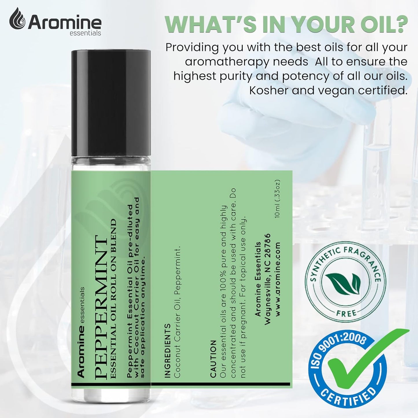 Peppermint Essential Oil Roll On, Pre-Diluted 10ml (Pack of 2). Premium Quality, Therapeutic Grade Topical Ready Aromatherapy Oil