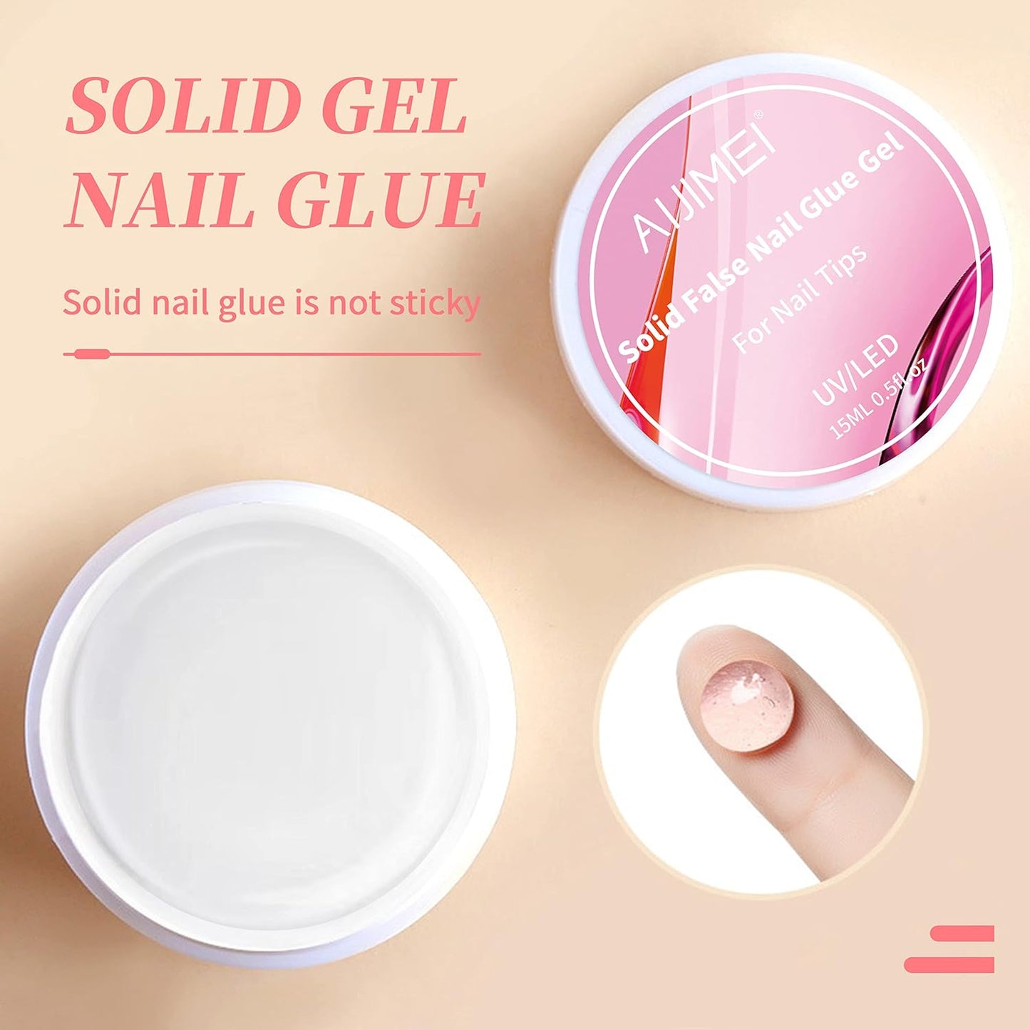 AIJIMEI Solid Builder Nail Gel - 15ml Solid Gel for Press Ons, False and Acrylic Tips Sculpting Gel for Art Non-Sticky Hand Carving Glue Extension with Sequins DIY Salon Home Use