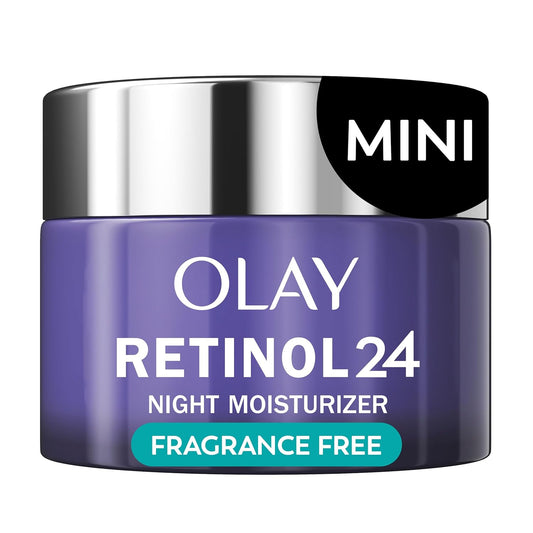 Olay Retinol 24 Face Moisturizer, Anti-Aging Night Cream for Women, Trial Size, Fragrance-Free, Non Greasy - Anti-Wrinkle, Smooth Fine Lines, Tightening Skin Care - Peptides, Glycerin, 0.5 Oz
