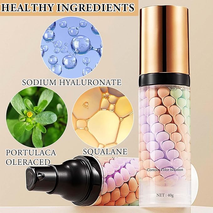 2 Pcs One Step Color Corrector,Natural Isolation Cream,Face Primer Makeup Tricolor Tinted Moisturizer,Oil Control & Moisturizing Skin Tone Correcting and Brightening Primer Concealer Foundation