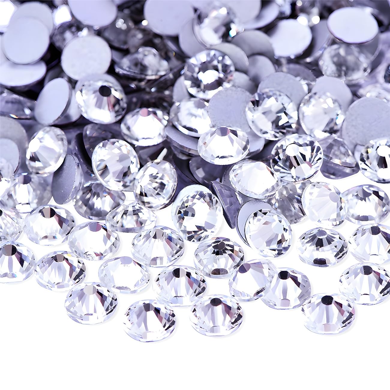 Flatback Rhinestones Round Gems for Nails Art and Crafts 1250Pcs SS20 5mm Glitter Crystals Stone DIY Bags Clothes Shoes (White)