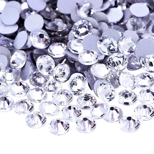 Flatback Rhinestones Round Gems for Nails Art and Crafts 4000Pcs SS6 2mm Glitter Crystals Stone DIY Bags Clothes Shoes (White)