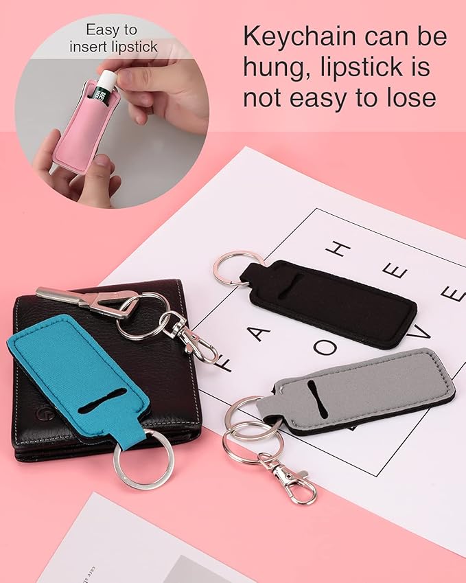 Lip Balm Sleeve Pouch Chapstick Holder With Clip Lipstick Lip Gloss Holder Stocking Stuffers Gift for Women (5pcs)